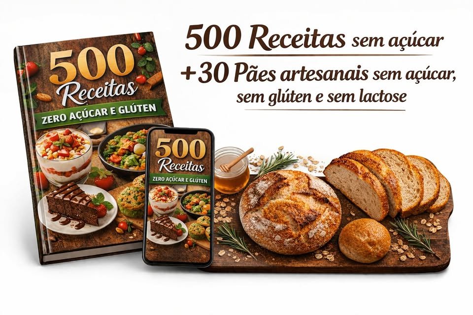 500 receitas zero açúcar e zero glúten + 30 pães artesanais